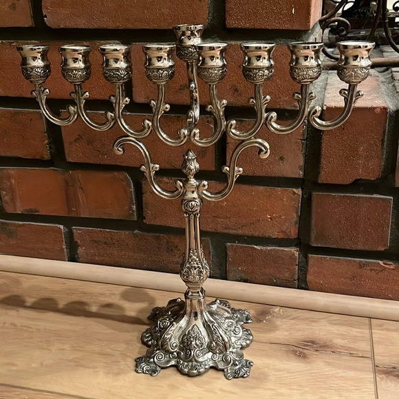 Godinger silver plated oil menorah with removable Shamash vintage judaica - Picture 2 of 6